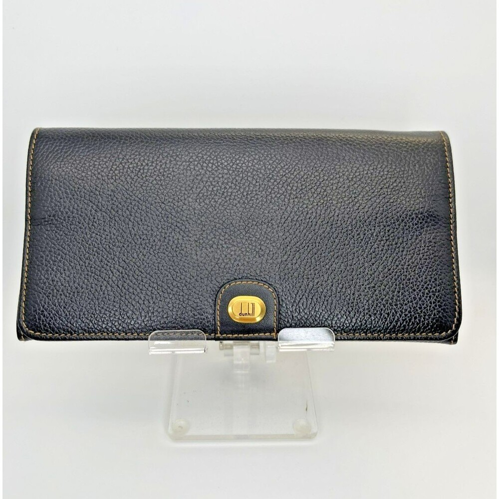 Dunhill Logo Leather Long Bifold Wallet Black – Authentic Luxury Wallet/88